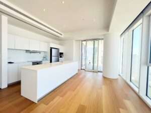 tylish living room in luxury Rothschild Tower Tel Aviv apartment for rent