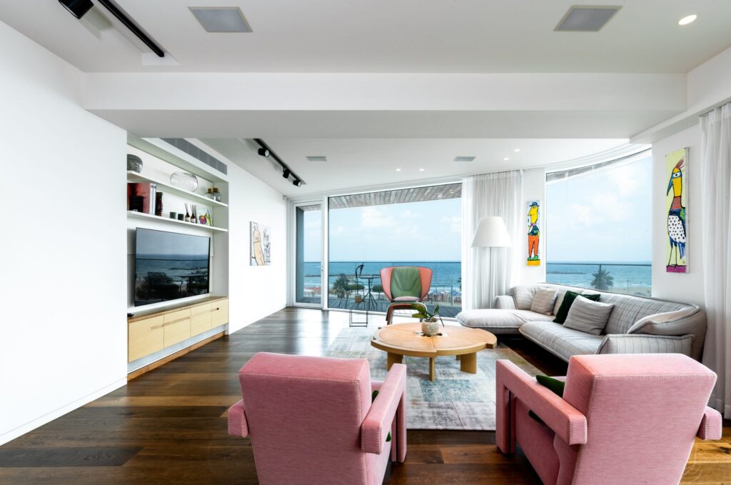 Luxury 3-room apartment on Hayarkon Street, Tel Aviv, featuring stunning Mediterranean sea views, modern interiors, and high-end finishes.