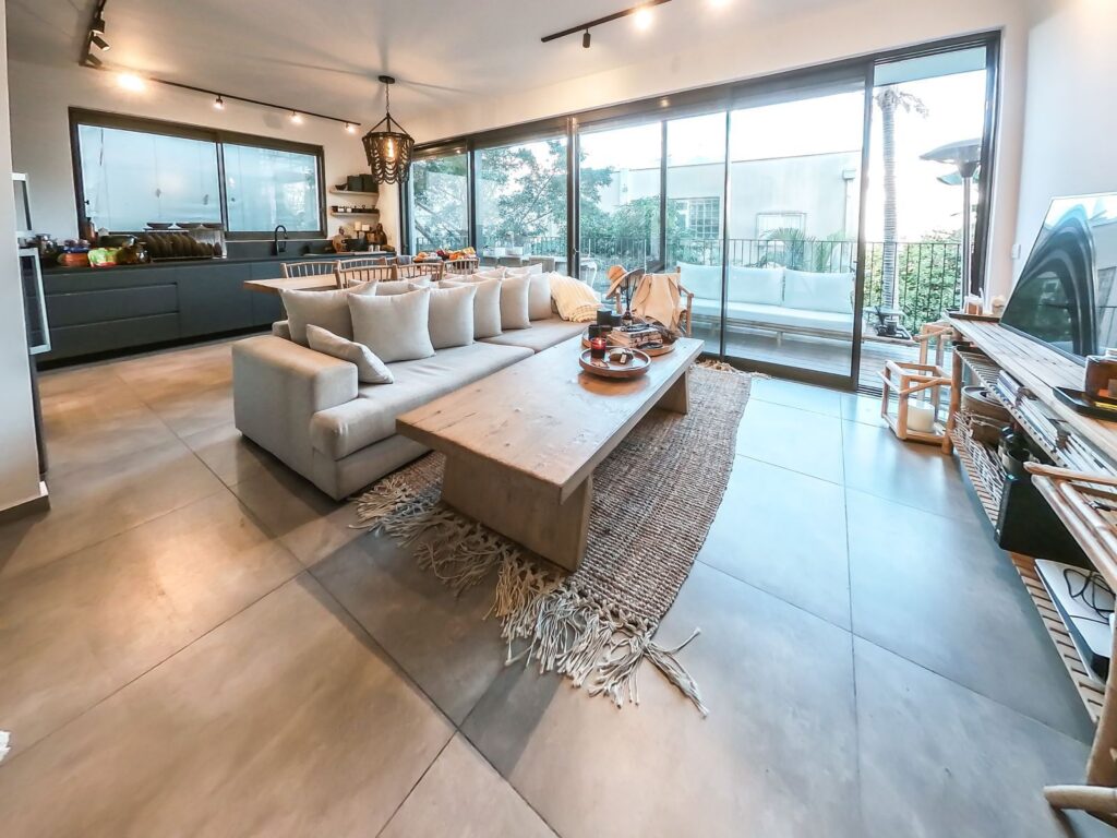 Spacious living room in a boutique apartment for sale Old North Tel Aviv