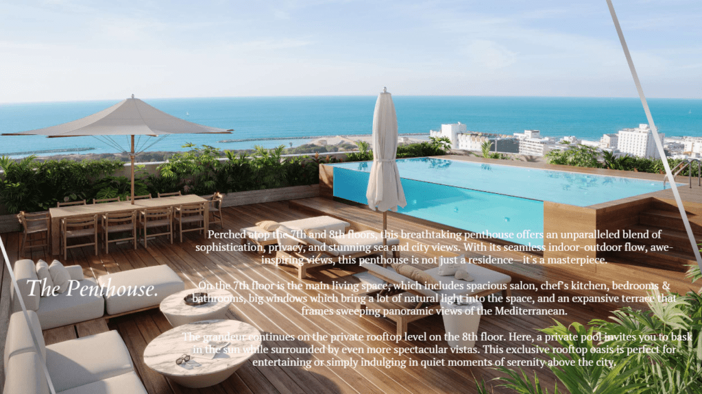 Luxury penthouse for sale near the sea in Tel Aviv with rooftop terrace