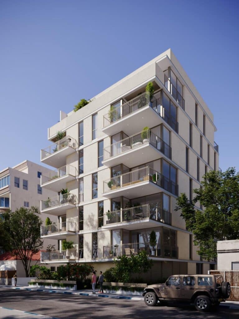 Spacious and modern living area in a new garden apartment near Geula Beach, Tel Aviv.