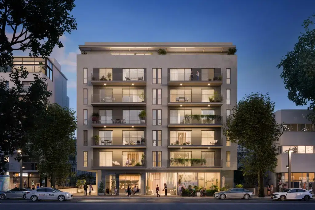 Modern building in Tel Aviv with penthouse apartments
