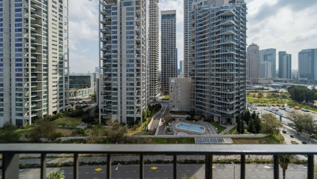 Balcony view from luxury apartment in central Tel Aviv