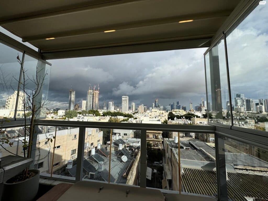 Panoramic skyline view from balcony in Tel Aviv