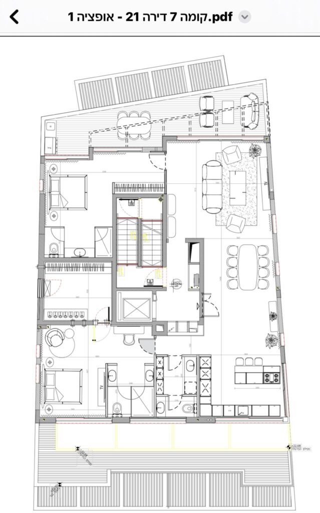 Floor plan of luxury penthouse in Milano Square Tel Aviv