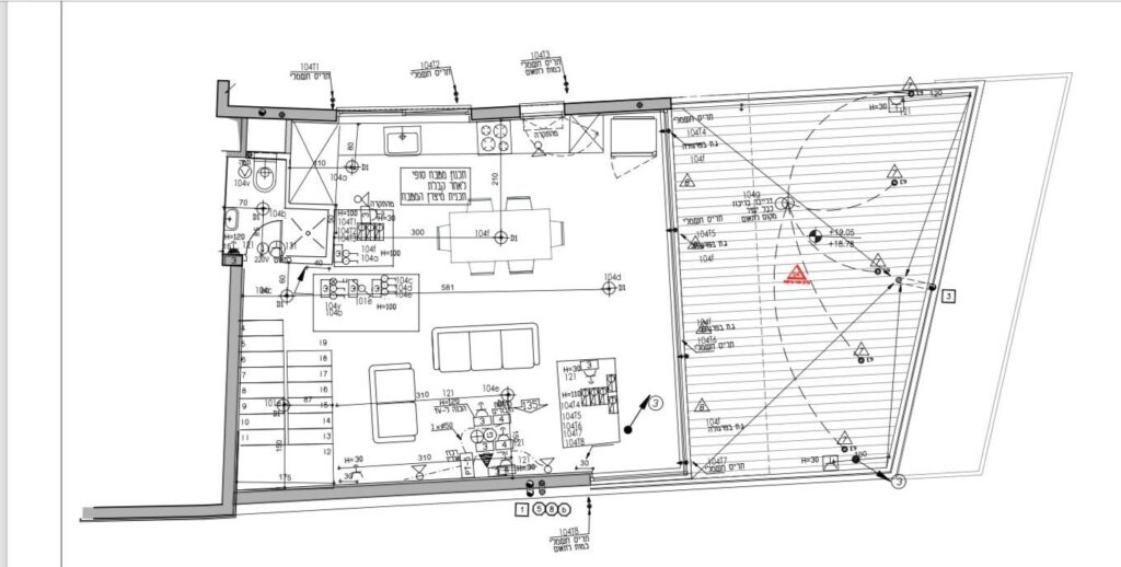 Floorplan of rooftop level of new duplex penthouse in Tel Avi