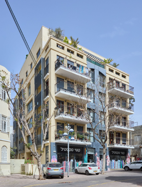 Exterior view of a modern boutique building near Carmel Market in Tel Aviv
