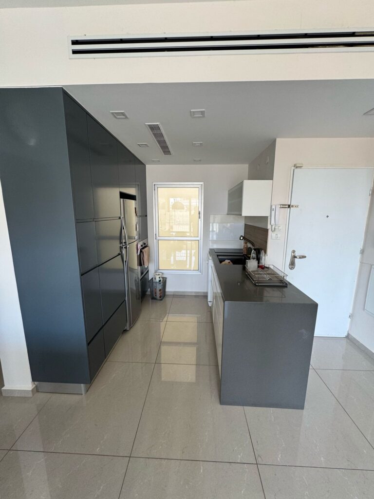 Modern kitchen with built-in appliances and island