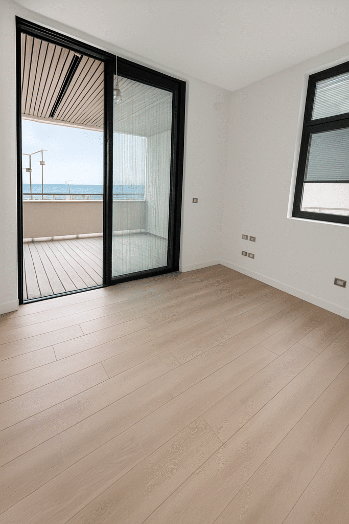 Main bedroom with balcony access and sea view