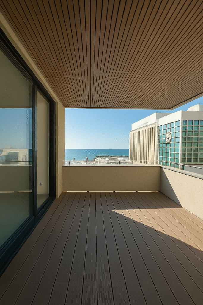 Balcony with sea view in beachfront apartment for rent in Tel Aviv