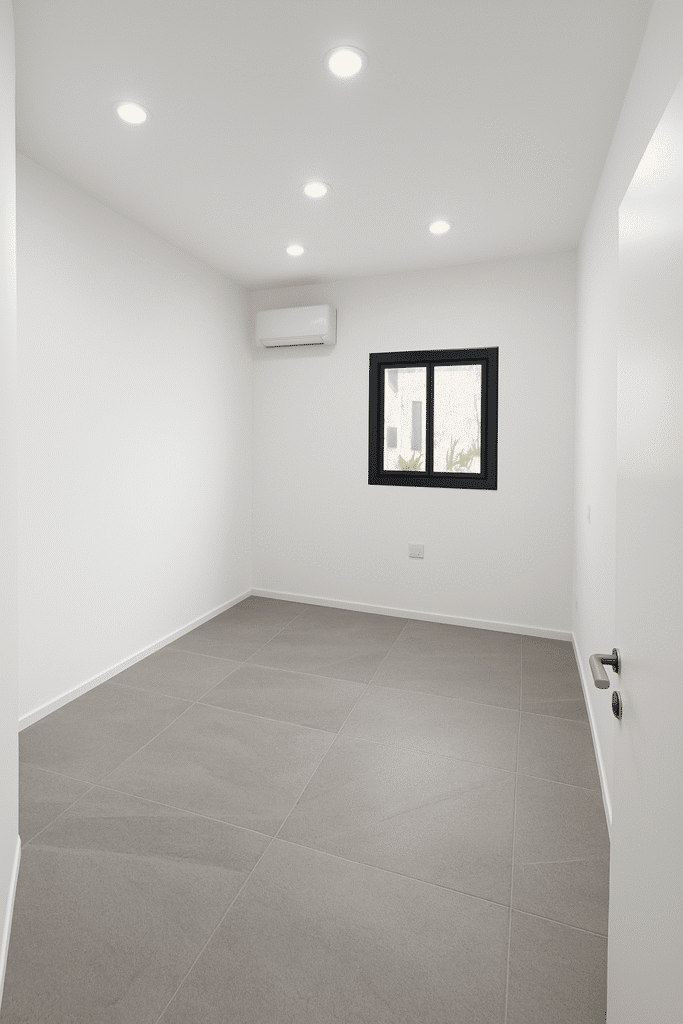 Quiet second bedroom or office space with modern finish