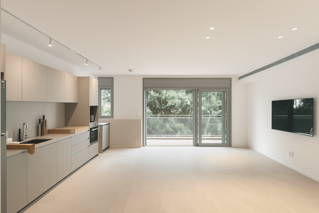 Living room with access to balcony and natural light