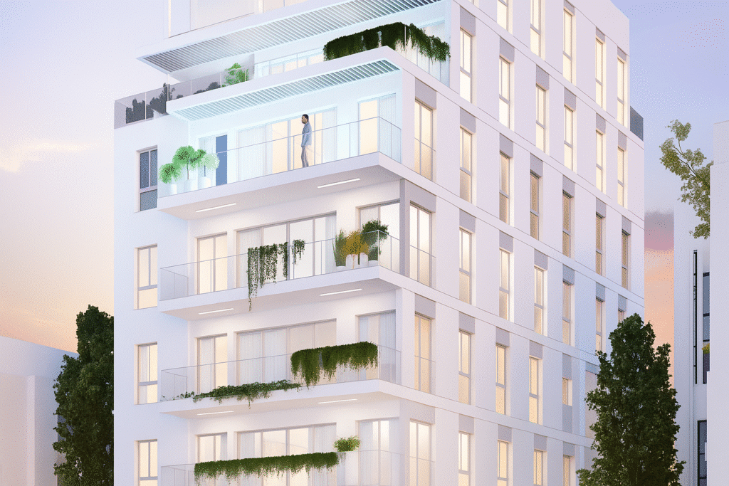 Modern building facade in a central location