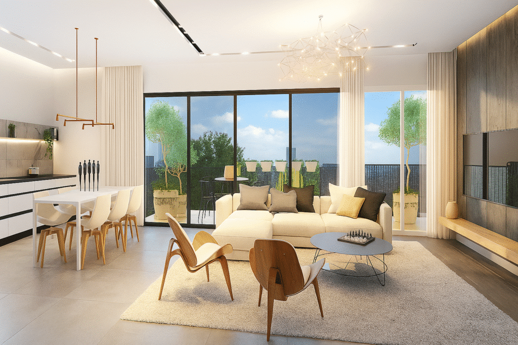 Private balcony with quiet neighborhood view