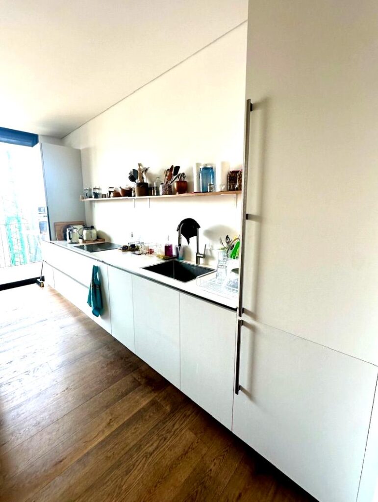 Sleek built-in kitchen in renovated Tel Aviv apartment