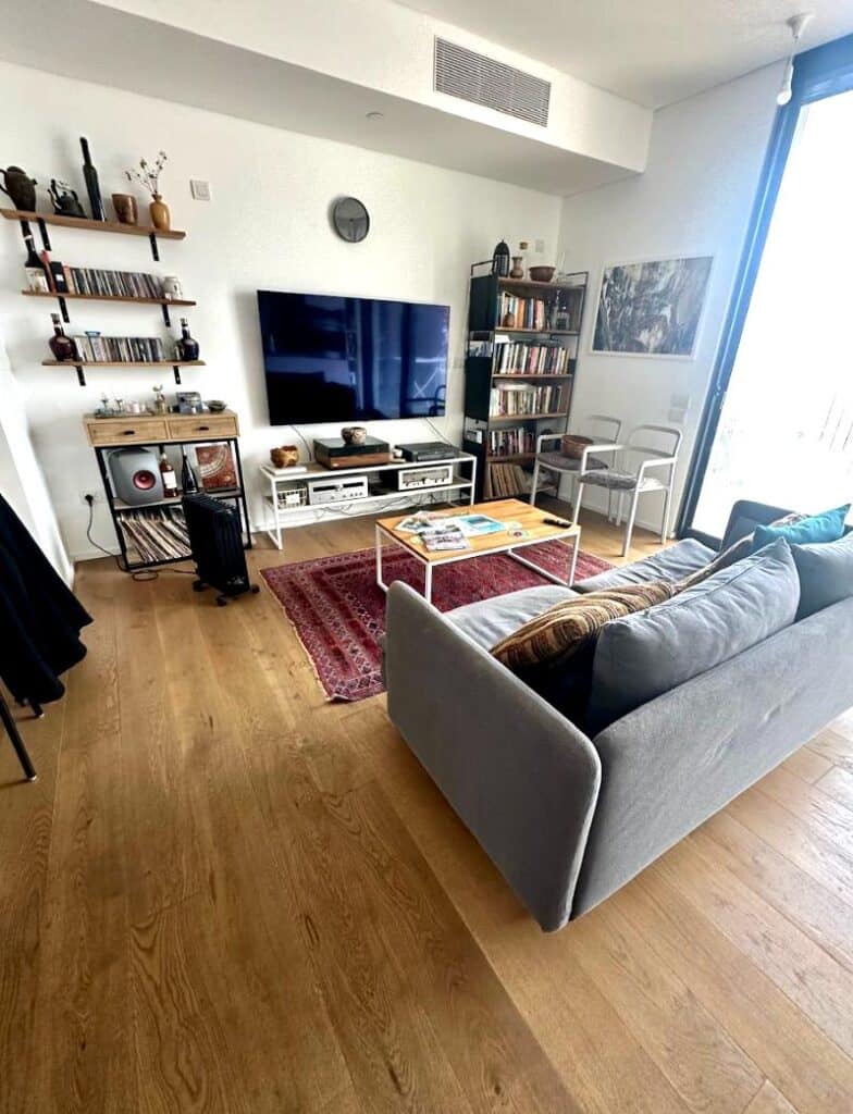 Bright and stylish living room in architect-designed Tel Aviv apartment