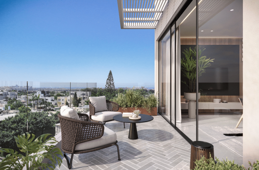 Luxury Tel Aviv penthouse terrace with sea view