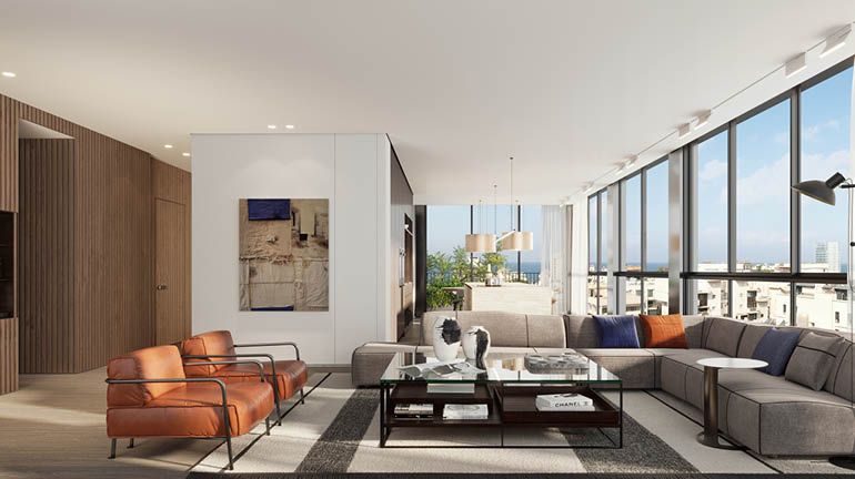 Bright modern living room in new apartment on Malachi Street