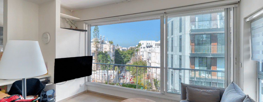 Open city view from renovated apartment in North Tel Aviv