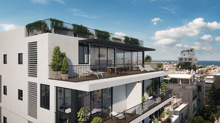 Rooftop balcony and city views from new Tel Aviv project