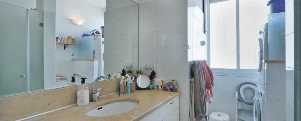 Updated bathroom in renovated apartment in North Tel Aviv