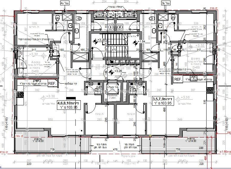 Architectural floor plan of 4-room apartment in Tel Aviv