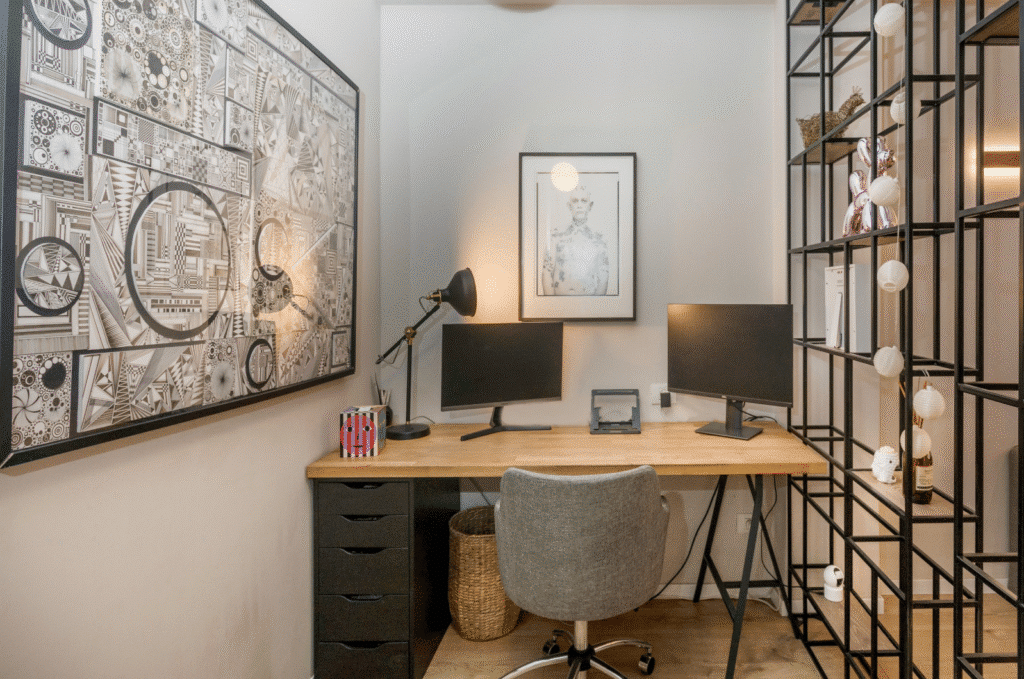 Custom-designed work desk in architect-renovated Tel Aviv apartment