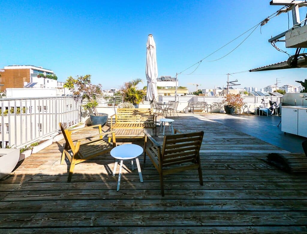 Large private rooftop terrace with city views