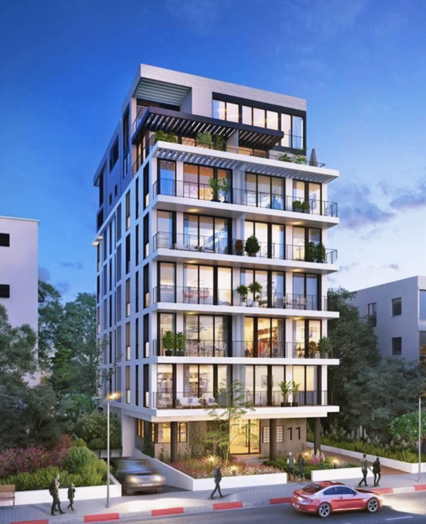 Modern new apartment building in Tel Aviv near Kikar Hamedina