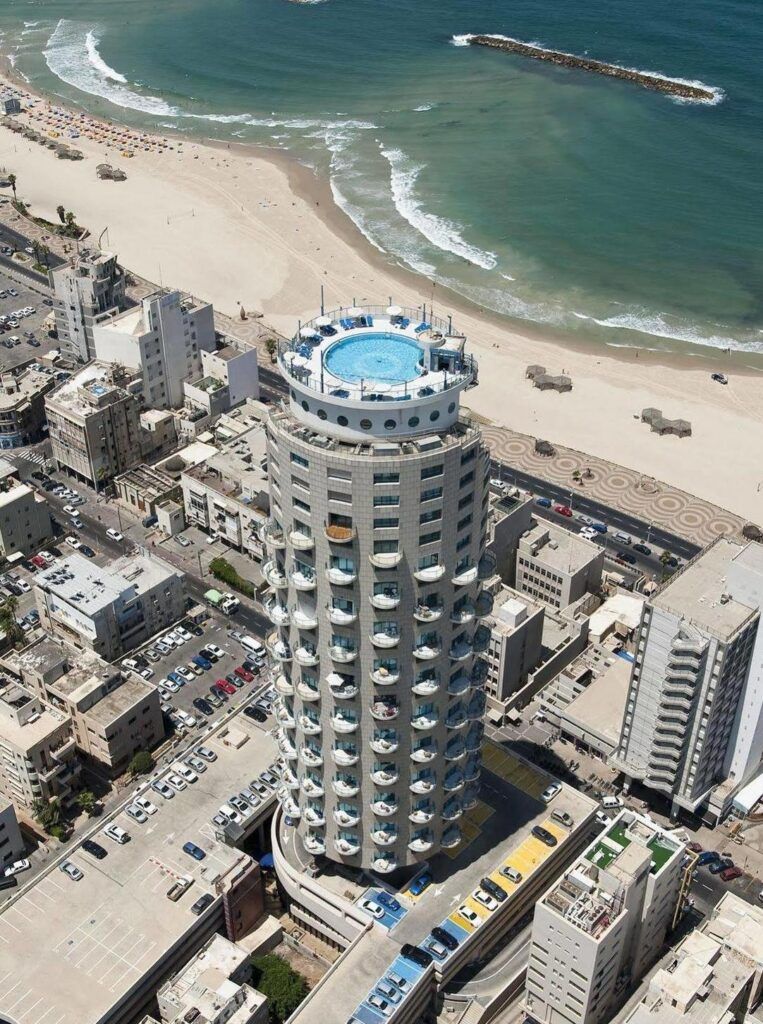 High-rise building near the beach housing luxury rental apartments in Tel Aviv