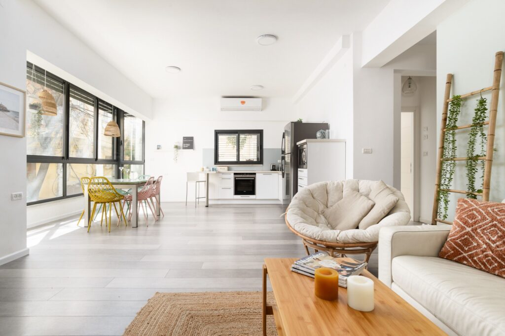 Full layout view of stylish Tel Aviv apartment for short term rental