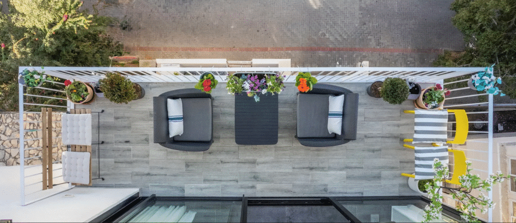 Stylish furnished balcony in central Tel Aviv apartment